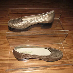 TROTTERS Lane Leather Woven Gold Flats Loafers 11M